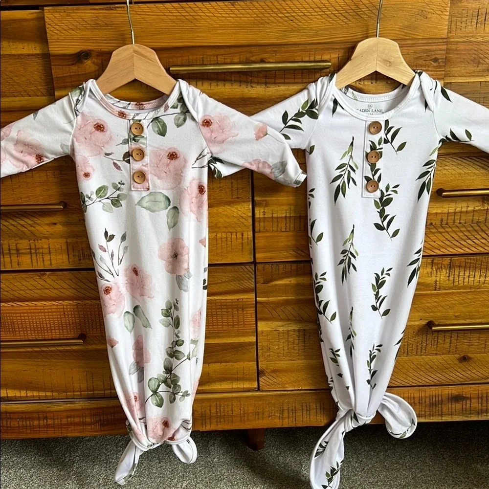 Caden Lane Floral and Leaf Print Knot Gown Bundle